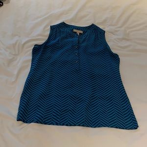 Teal and navy chevron sleeveless top